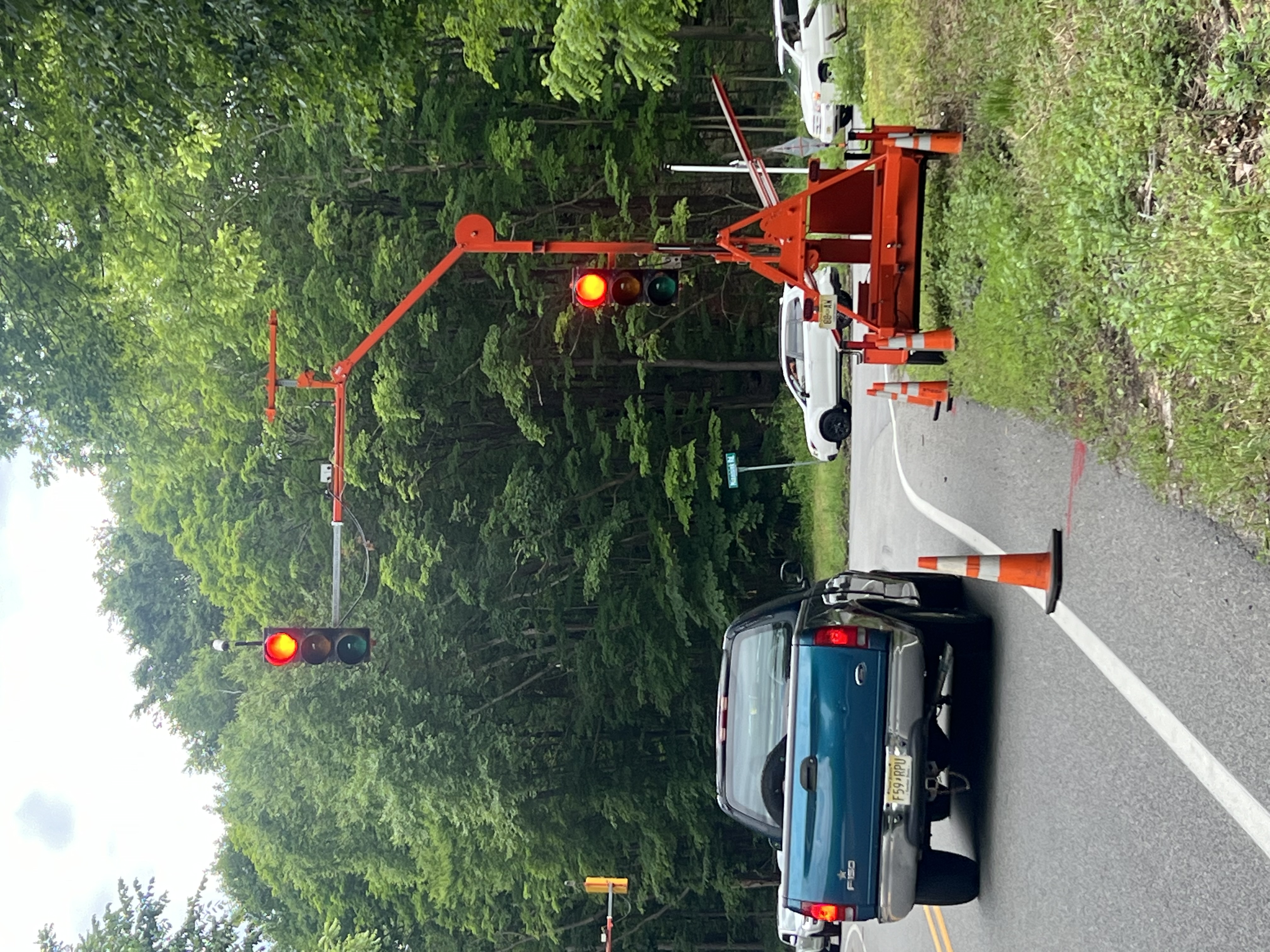 emporary traffic signal installed at the intersection of Berkshire Valley Road and Minnisink Road